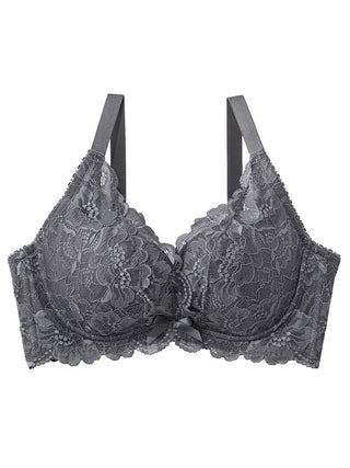 87027-181-020 Women's Grey Striped Lace Underwired Full Cup Bra