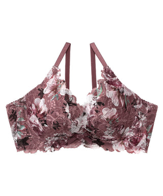Mature Flower Side Slimming Lace Push-Up Bra