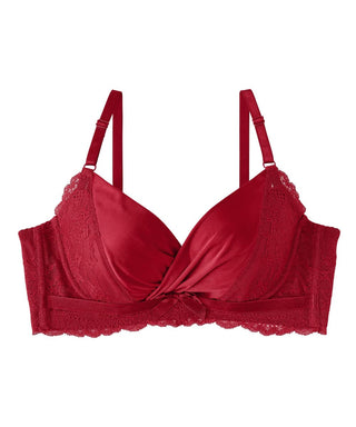 Red Satin Lace Push Up Bra
