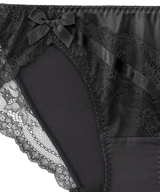 Satini Lace Underwear Bikini Seamless Panty Knickers (Black/Wine