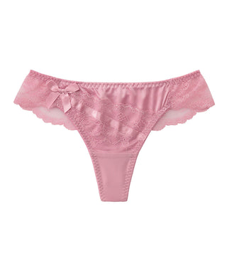 Satin Lace Thong Panty