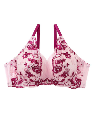 Embroidery Flower Print Side Support Bra