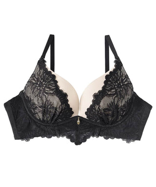 SKINN INTIMATE Black Color Lace Details Push Up Bra (Made in Korea) 