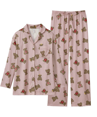 Conjunto de pijama con estampado de corazones de oso