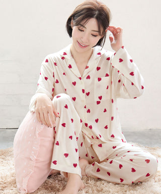 Conjunto de pijama con estampado de corazones de oso